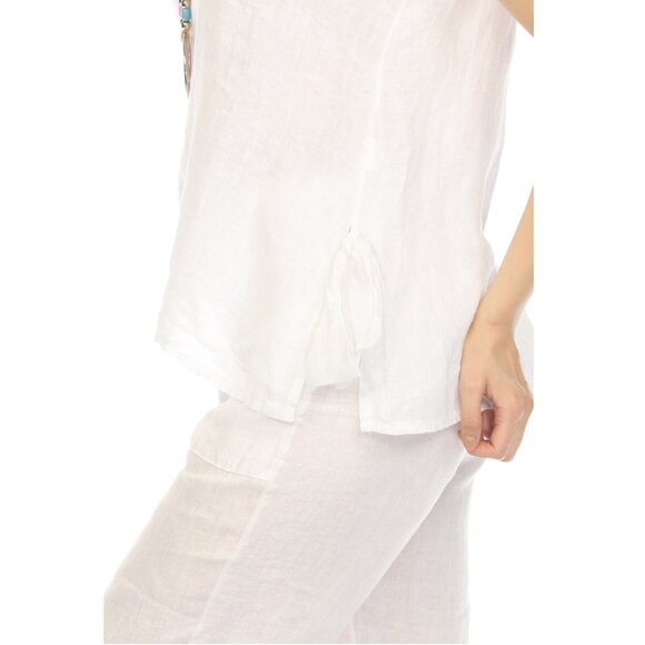 White Sleeveless Top with Side Bows - Picture 4 of 4